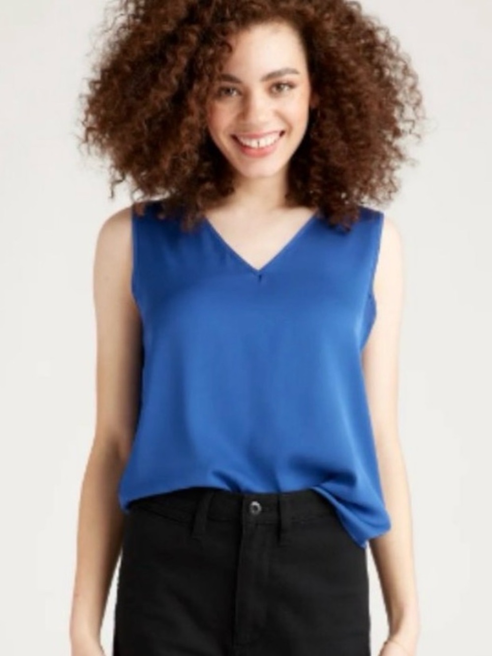 ❤️ Quince silk tank top blouse tee sleeveless moonstone blue summer